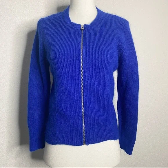LOVE SADIE Blue Ribbed Zip-Up Jacket - Picture 1 of 8